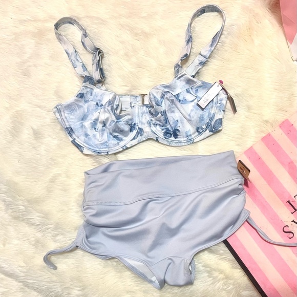 Victorias Secret swim suit blue floral - Picture 1 of 2